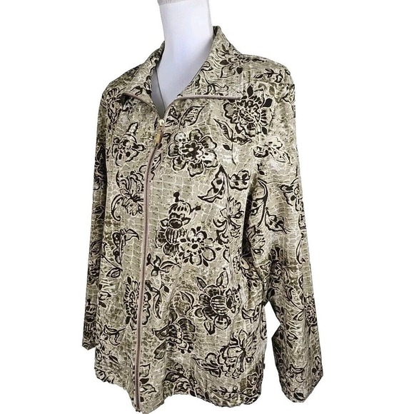 Chico's Zenergy~Woman Sz. 3(XL)~Green/Brown Floral Print Full Zip Jacket Stretch - Picture 9 of 9